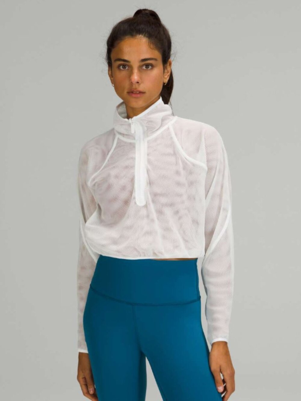 NWT Lululemon Reversible Mesh 1/2 Zip Jacket Long Sleeve WHITE